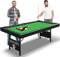 6-Ft Folding Pool Table - 76 Inch Foldable Billiard Game Table for Kids and Adults W/Accessories, Includes 2 Cues, Brush, Ball Triangle & 2 Chalk - SLPLTB76 (SLPLTB76.5)