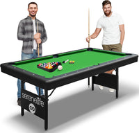 6-Ft Folding Pool Table - 76 Inch Foldable Billiard Game Table for Kids and Adults W/Accessories, Includes 2 Cues, Brush, Ball Triangle & 2 Chalk - SLPLTB76 (SLPLTB76.5)
