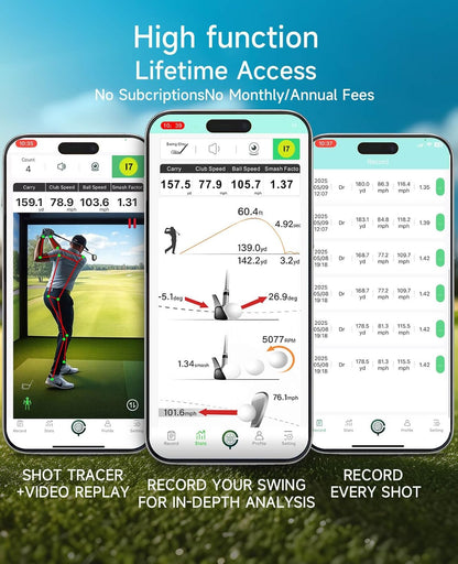 Portable Golf Launch Monitor Pro X1 Plus, Simulators for Home & Training, Mobile Launch Monitor for Golf Swing Analysis, Tracker & Swing Analyzer, Indoor Outdoor Use, up to 12 Hours Battery Life.