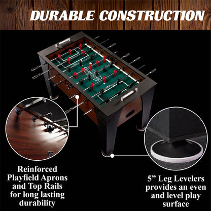 58” Richmond Foosball Table Competition Size, Soccer, Accessories Included, Brown/Black by