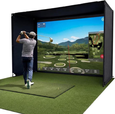 Golf Simulator Enclosure Kit – Choose 8X8 Ft, 10X8 Ft, or 12X8 Ft – Complete Frame + Enclosure + HD Impact Screen (Home Indoor/Outdoor Practice)