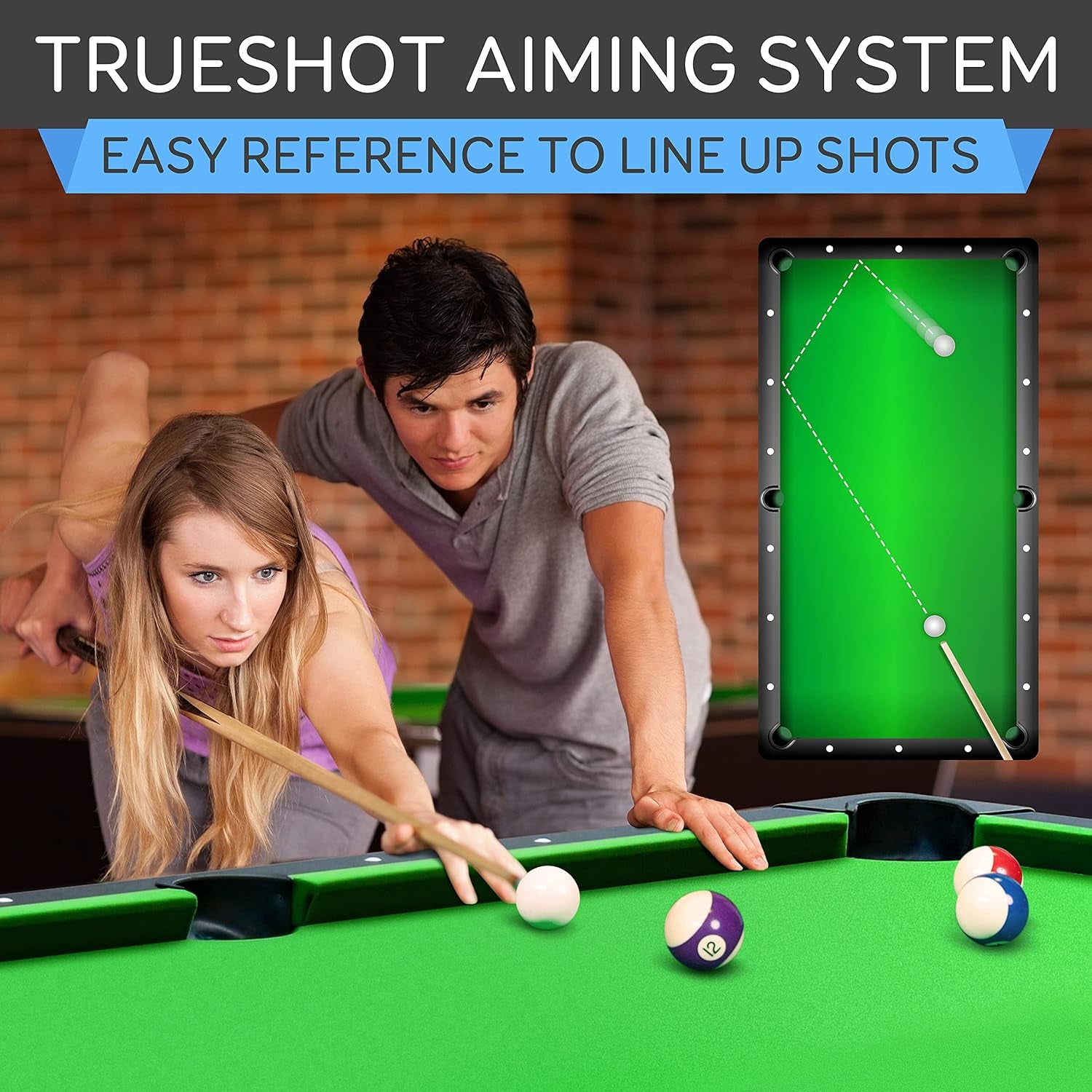 6-Ft Folding Pool Table - 76 Inch Foldable Billiard Game Table for Kids and Adults W/Accessories, Includes 2 Cues, Brush, Ball Triangle & 2 Chalk - SLPLTB76 (SLPLTB76.5)