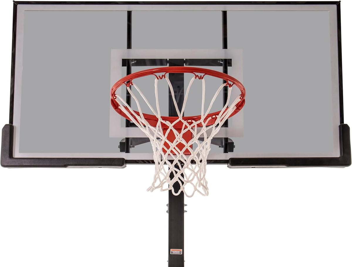 Height Adjustable In-Ground Basketball Hoop with Tempered Glass Backboard, Pro-Style Breakaway Rim & Backboard Pad