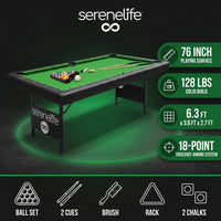 6-Ft Folding Pool Table - 76 Inch Foldable Billiard Game Table for Kids and Adults W/Accessories, Includes 2 Cues, Brush, Ball Triangle & 2 Chalk - SLPLTB76 (SLPLTB76.5) — Results & Stats