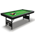Pool Table Built for Home Game Rooms, 6-Foot Foldable Design, Heavy-Duty Steel Corners, Complete Accessories