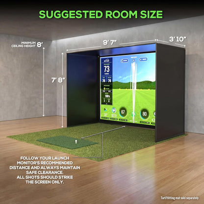 Golf Simulator Enclosure Kit – Choose 8X8 Ft, 10X8 Ft, or 12X8 Ft – Complete Frame + Enclosure + HD Impact Screen (Home Indoor/Outdoor Practice)