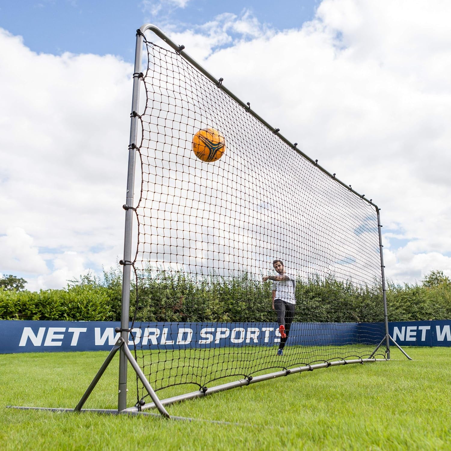 Soccer Rebound Wall (12Ft X 6Ft or 16Ft X 7Ft) | Dual-Sided Soccer Rebounder | Freestanding Spring-Loaded Soccer Rebound Net | Soccer Training Equipment
