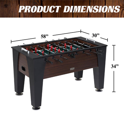 58” Richmond Foosball Table Competition Size, Soccer, Accessories Included, Brown/Black by