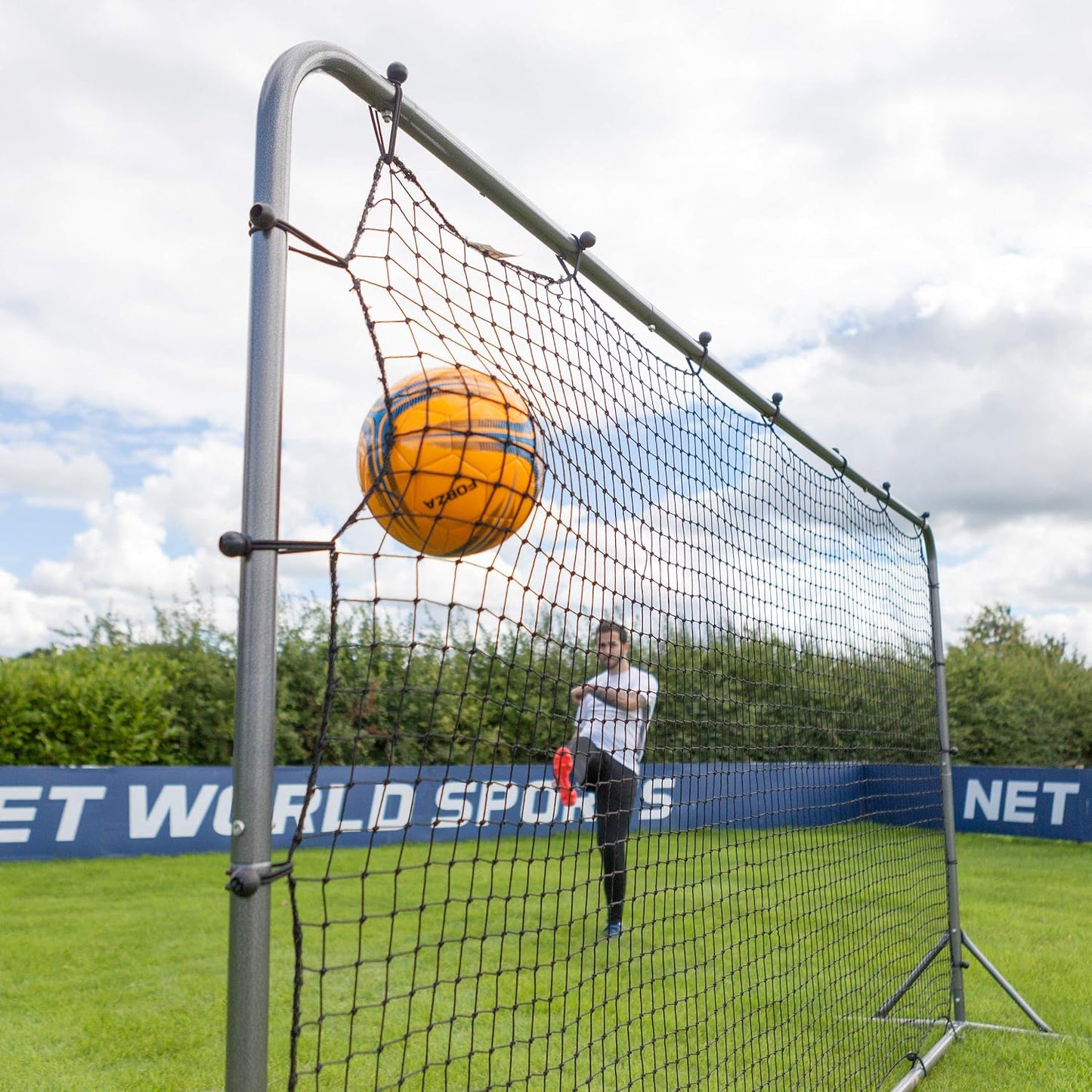 Soccer Rebound Wall (12Ft X 6Ft or 16Ft X 7Ft) | Dual-Sided Soccer Rebounder | Freestanding Spring-Loaded Soccer Rebound Net | Soccer Training Equipment