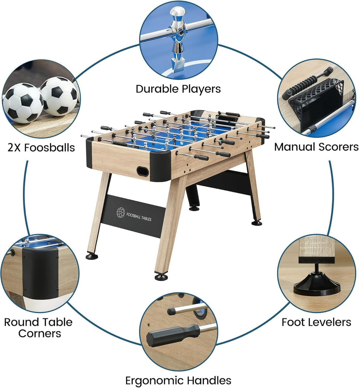 54 Inch Full Size Foosball Table, Soccer Table Game for Kids and Adults, Arcade Table Soccer for Home, Indoor Game Room Sport, Easy Assembly.