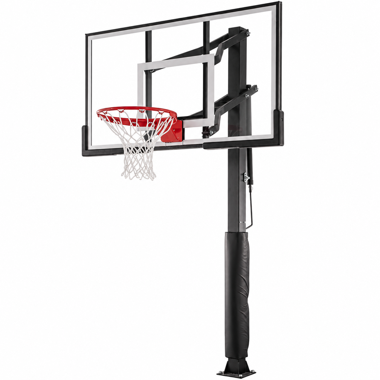 60-Inch Adjustable Outdoor Basketball Hoop with Tinted Tempered Glass Backboard