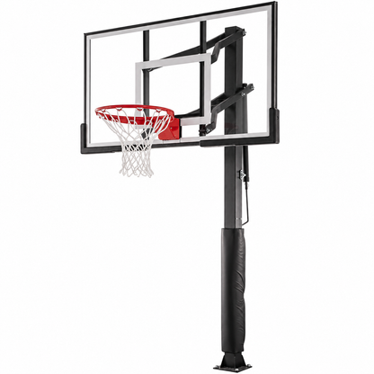 60-Inch Adjustable Outdoor Basketball Hoop with Tinted Tempered Glass Backboard