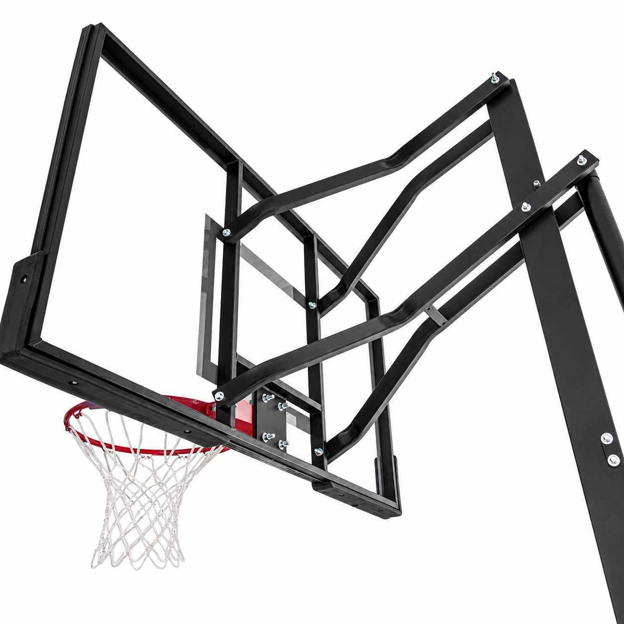 60-Inch Adjustable Outdoor Basketball Hoop with Tinted Tempered Glass Backboard
