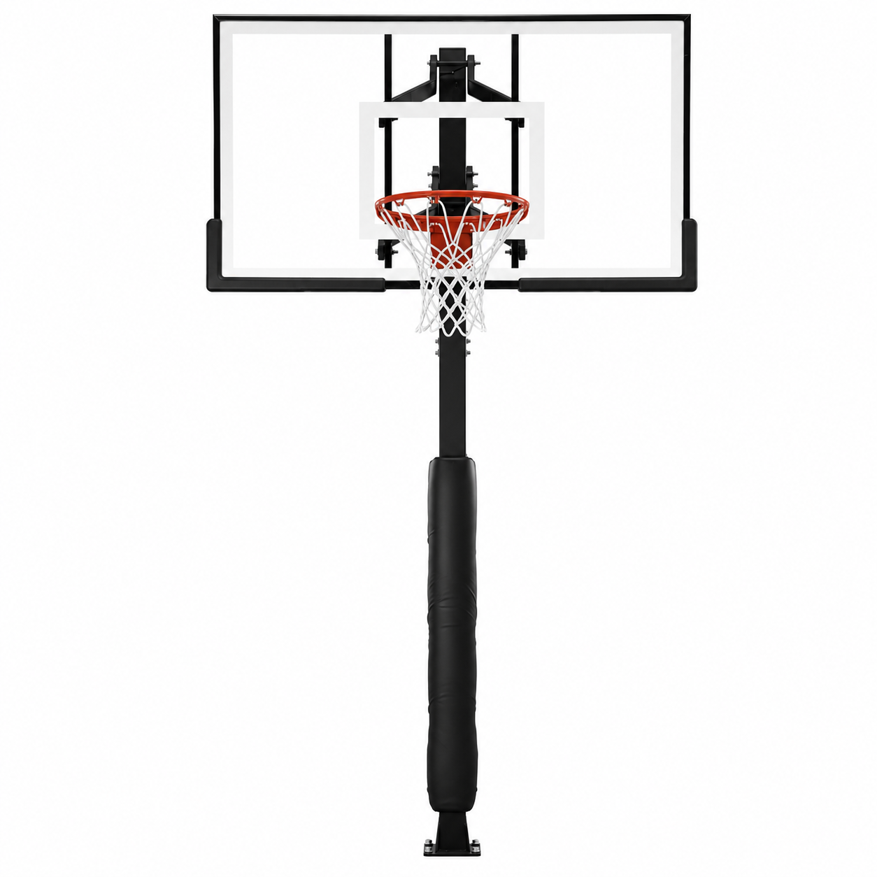 60-Inch Adjustable Outdoor Basketball Hoop with Tinted Tempered Glass Backboard