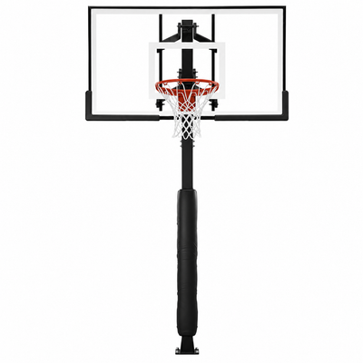 60-Inch Adjustable Outdoor Basketball Hoop with Tinted Tempered Glass Backboard