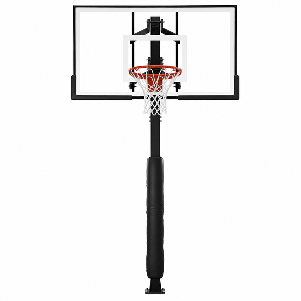 60-Inch Adjustable Outdoor Basketball Hoop with Tinted Tempered Glass Backboard