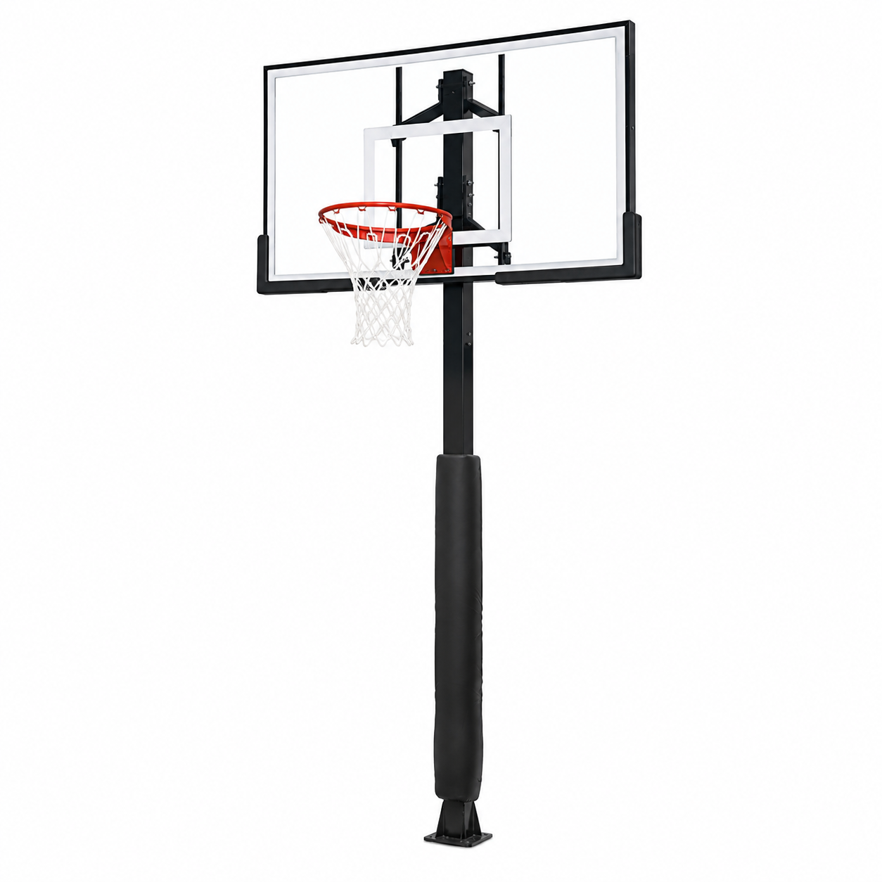 60-Inch Adjustable Outdoor Basketball Hoop with Tinted Tempered Glass Backboard
