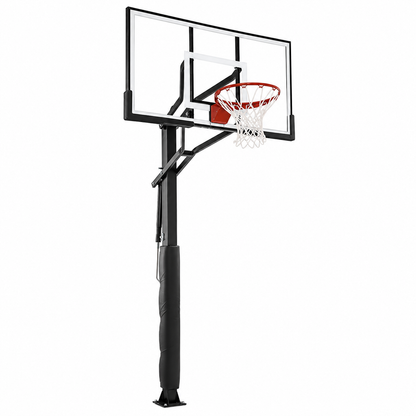 60-Inch Adjustable Outdoor Basketball Hoop with Tinted Tempered Glass Backboard