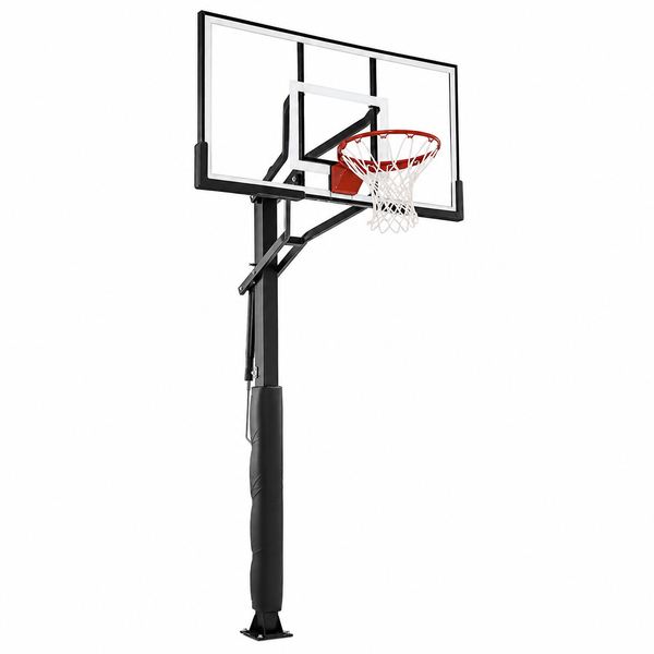 60-Inch Adjustable Outdoor Basketball Hoop with Tinted Tempered Glass Backboard