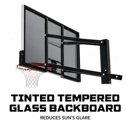 60-Inch Adjustable Outdoor Basketball Hoop with Tinted Tempered Glass Backboard