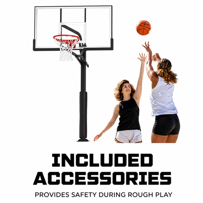 60-Inch Adjustable Outdoor Basketball Hoop with Tinted Tempered Glass Backboard