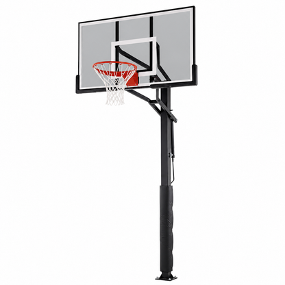 60-Inch Adjustable Outdoor Basketball Hoop with Tinted Tempered Glass Backboard