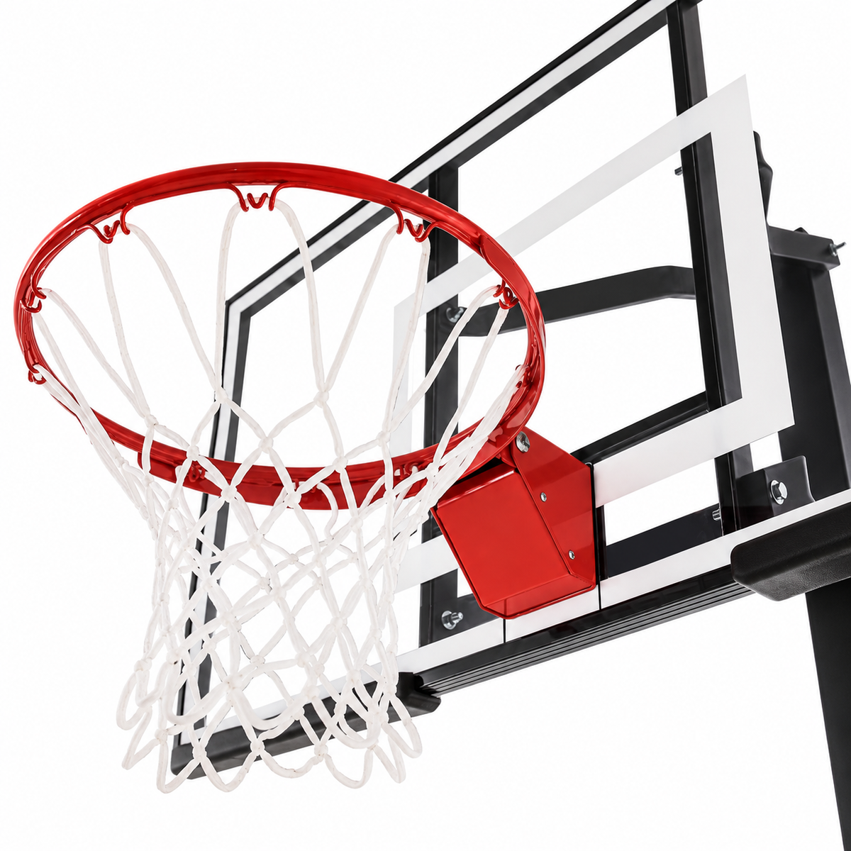 60-Inch Adjustable Outdoor Basketball Hoop with Tinted Tempered Glass Backboard