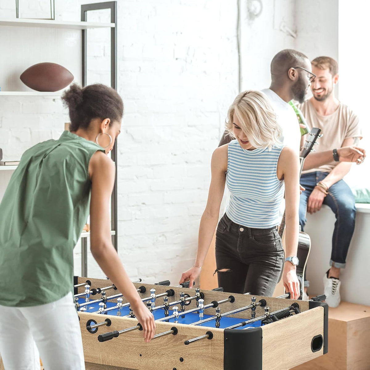 54 Inch Full Size Foosball Table, Soccer Table Game for Kids and Adults, Arcade Table Soccer for Home, Indoor Game Room Sport, Easy Assembly.