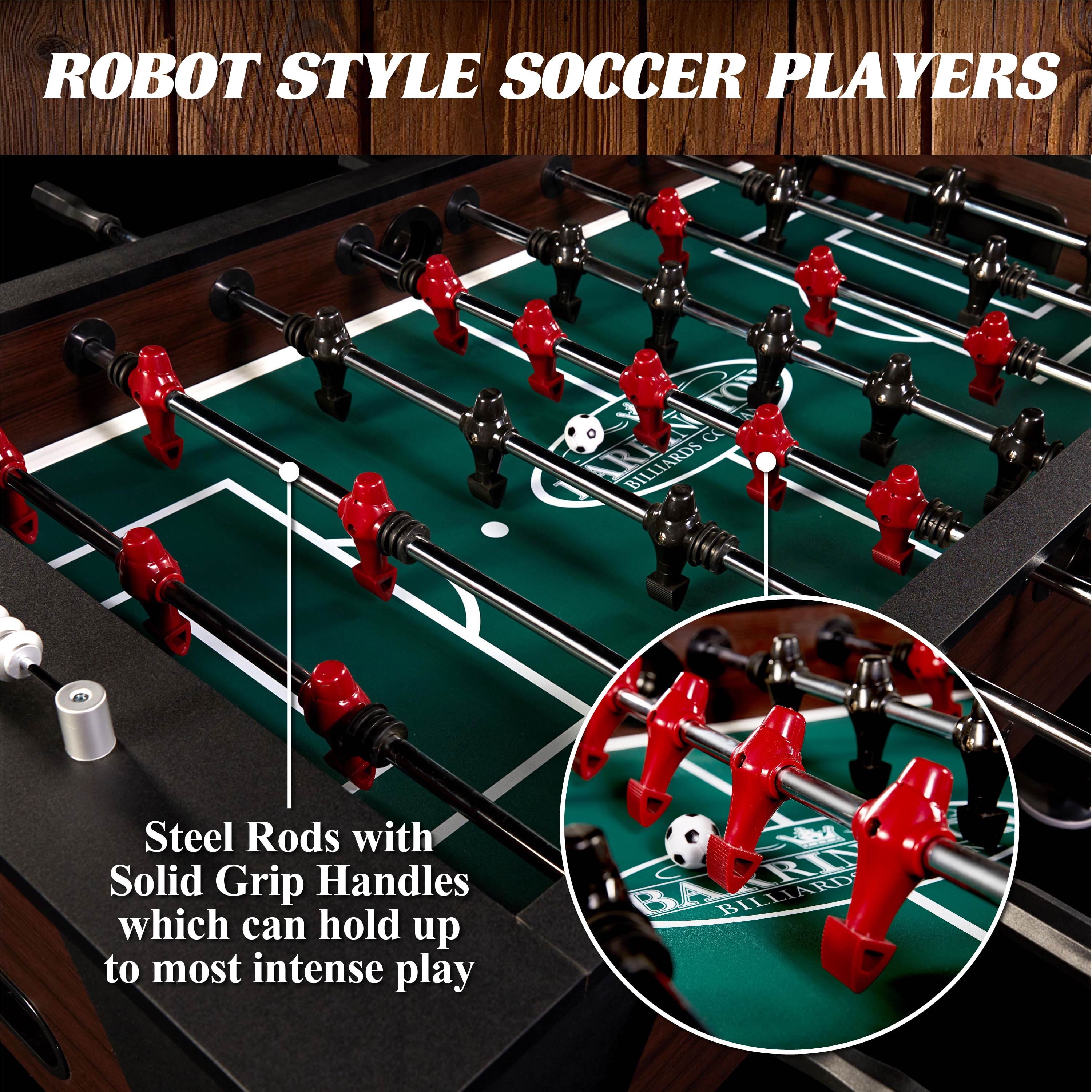 58” Richmond Foosball Table Competition Size, Soccer, Accessories Included, Brown/Black by