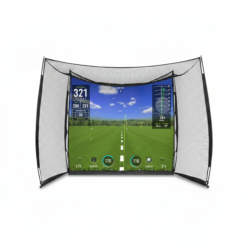 Golf Net,Golf Impact Screen,Golf Simulator Enclosure,11X8Ft Golf Hitting Cage,Equipped with Blank Simulator Screen and Green Target Cloth(Projector Not Included)