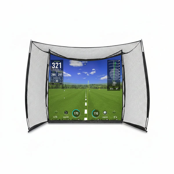 Golf Net,Golf Impact Screen,Golf Simulator Enclosure,11X8Ft Golf Hitting Cage,Equipped with Blank Simulator Screen and Green Target Cloth(Projector Not Included)