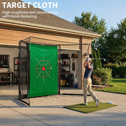 Golf Net,Golf Impact Screen,Golf Simulator Enclosure,11X8Ft Golf Hitting Cage,Equipped with Blank Simulator Screen and Green Target Cloth(Projector Not Included)