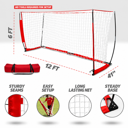 12 x 6 FT Portable Futsal Soccer Goal with Carrying Bag